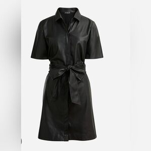 NWOT black faux leather shirt dress by JCrew size small